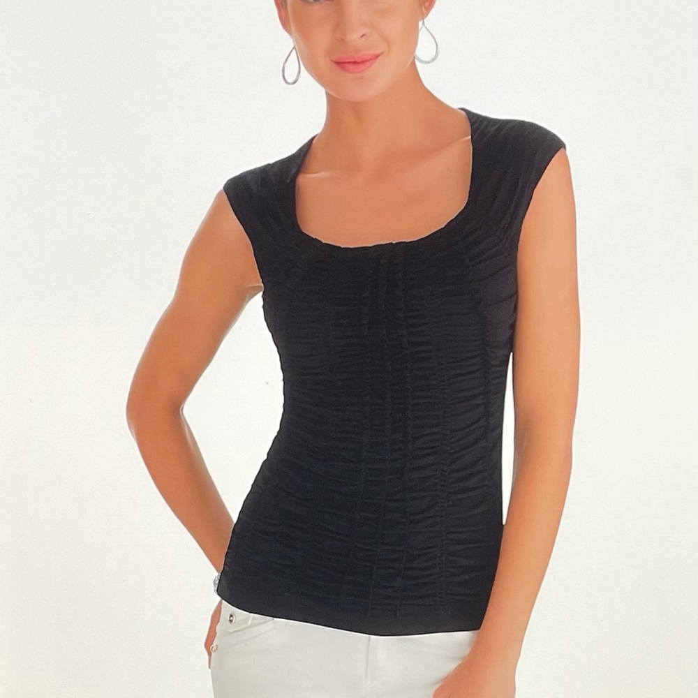 WHBM  Extended Sleeve Ruched Ruffle Top Size Small